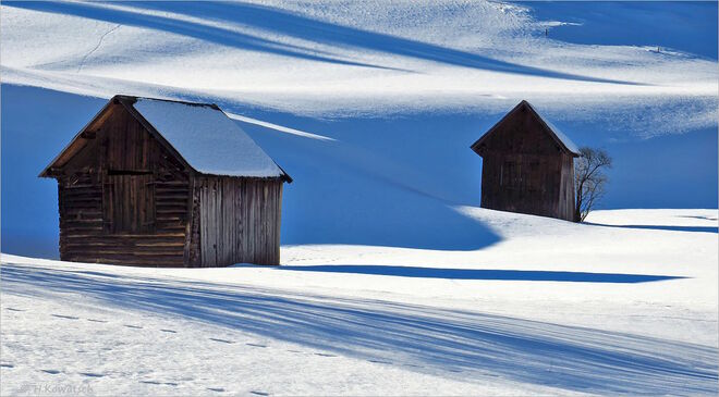Heustadel im Schnee