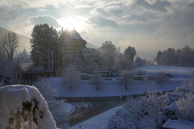Schloss Goldenstein im Winterkleid.