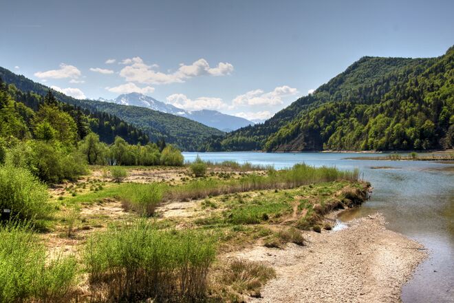 Der Wiestal- Stausee heute- leider mit ganz wenig Wasser
