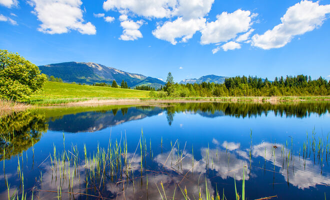 Schöne Wolkenspiegelung am Egelsee