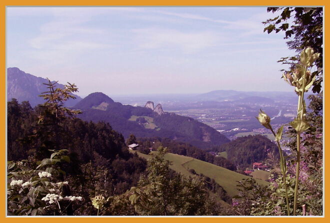 Blick vom Dürrnberg über die Barmsteine ins Tal