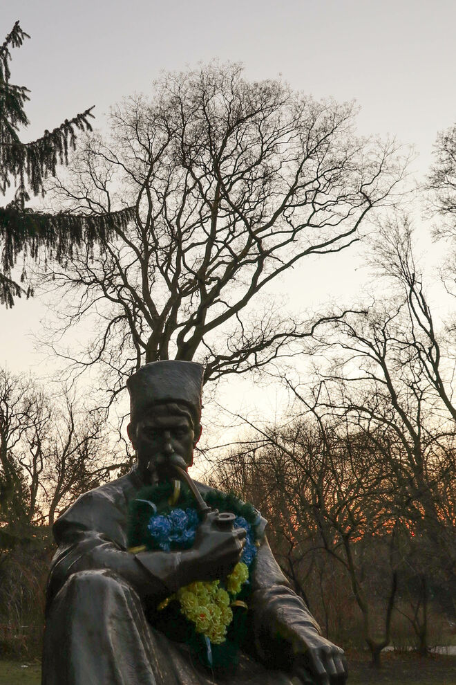 Kosake - mit Blumen in ukrainischen Farben
