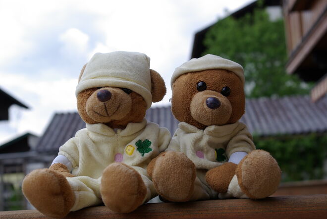 Teddys auf der Terasse