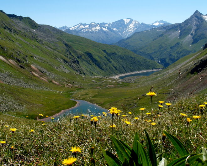 Blick auf die Bockhartseen von der Bockhartscharte