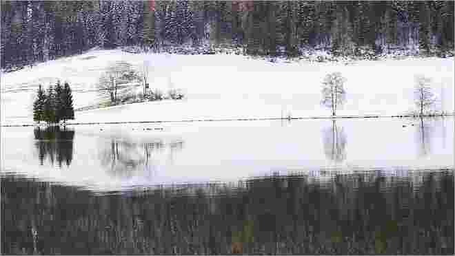 Schneelandschaft gespiegelt