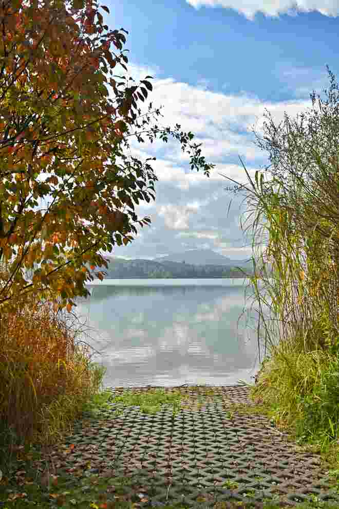 Herbstlicher Durchblick auf den Wallersee (1)