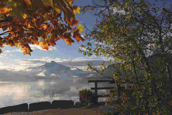 Kräftige Herbstfarben am Mondseeufer