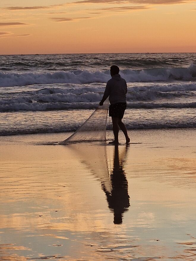 Fischer in der Abendsonne