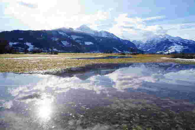 Spiegelung in einem temporären See