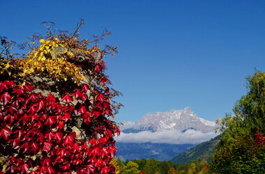 Wunderschön herbstlich unrahmter Durchblick zum Steinernen Meer