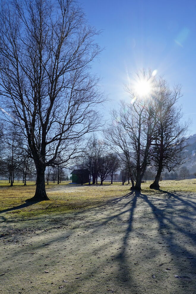 Lange Schatten am frühen Morgen