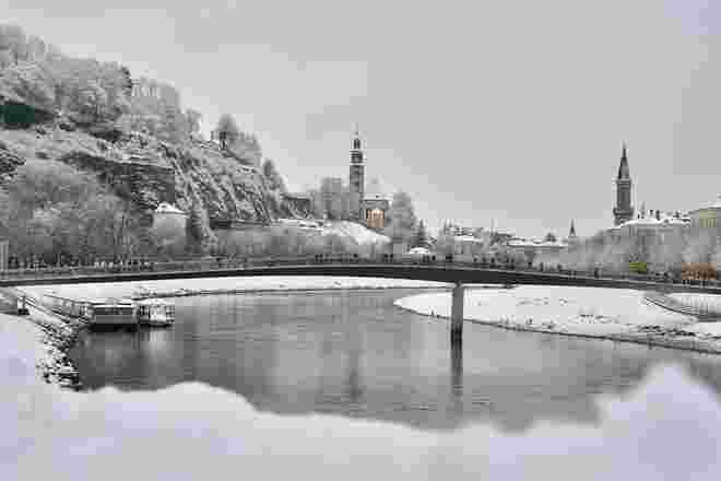 Blick über die Salzach zur Müllner Kirche