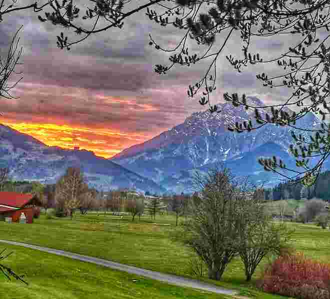 Sonnenuntergang vom Golfplatz Urslautal