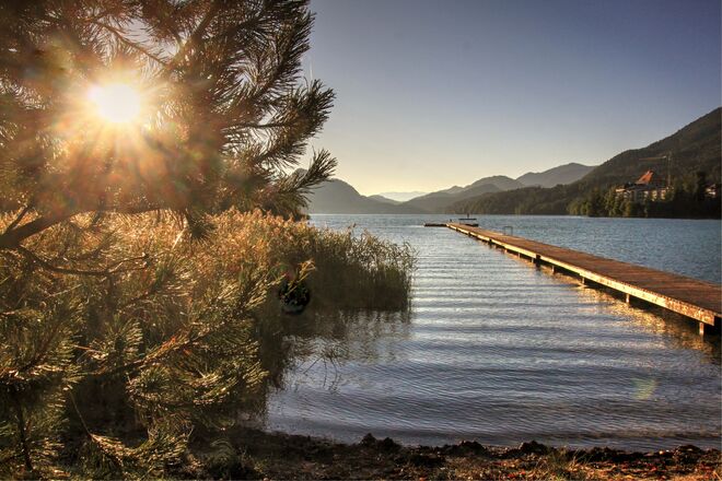 Kurz nach Sonnenaufgang beim Hofer Naturbadestrand