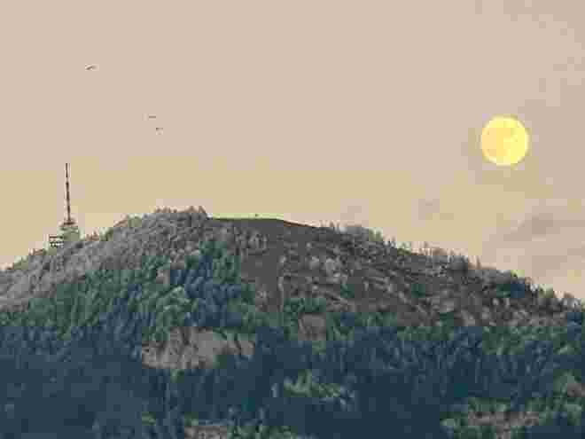 Fast Vollmond über dem Gaisberg