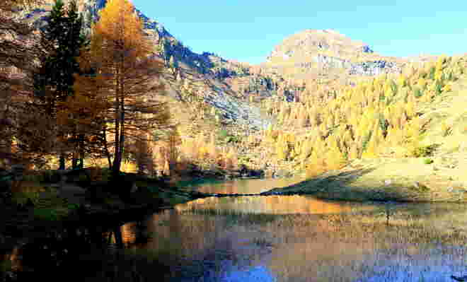 Das Sonnenlicht taucht die Landschaft in goldene Farbtöne