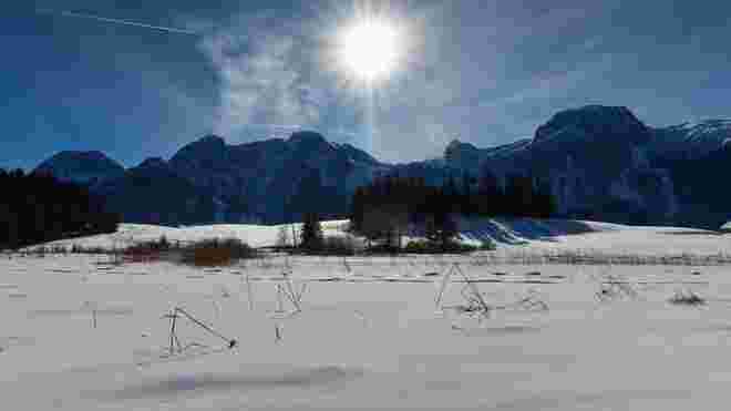 Blick über den gefrorenen Egelsee