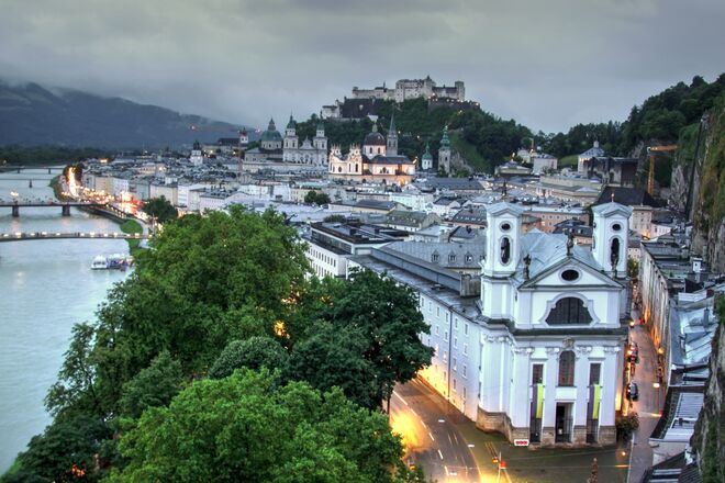 Romantische Abenddämmerung gestern mit Blick von der Humboldtterrasse auf unsere schöne Altstadt
