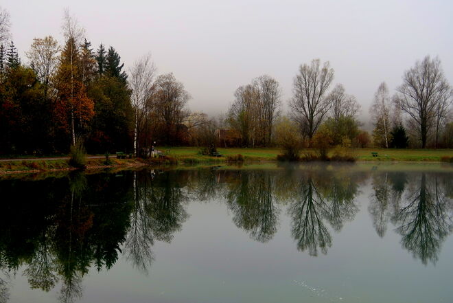 Morgendliche Stille mit herbstlicher Farbenharmonie