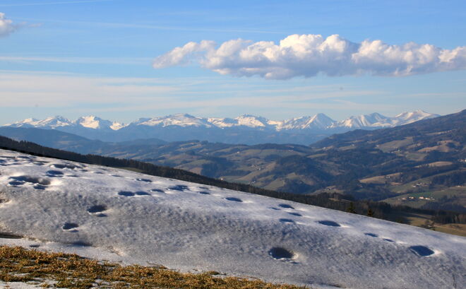 Eine letzte Schneewechte schattseitig