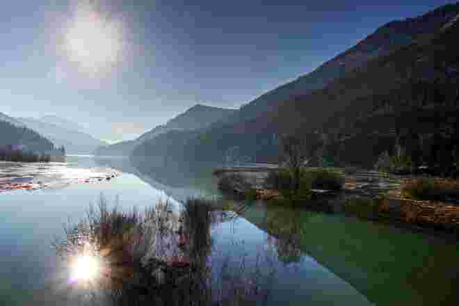 Der Wiestal- Stausee heute in der Mittagssonne