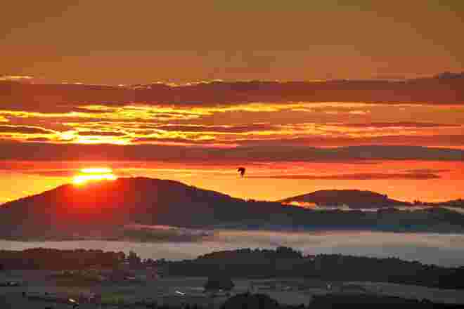 Heute war er wieder einmal besonders schön - der Sonnenaufgang über dem Flachgau 