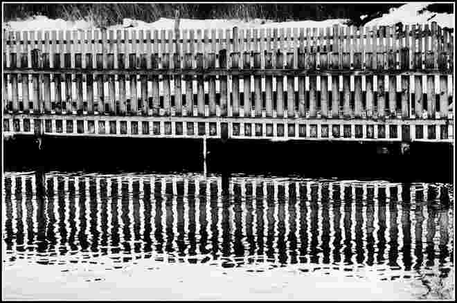 Zaun im (Wasser)spiegel
