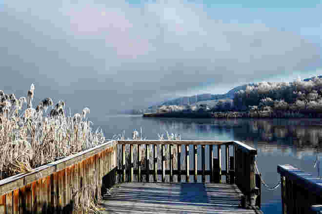 Frostiger Wintermorgen am Obertrumer See
