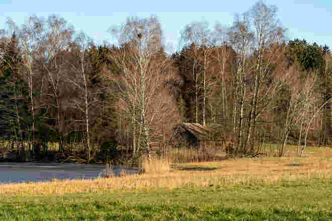 Versteckte Hütte am Wasser