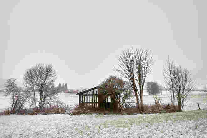 Holz hinter der Hütte