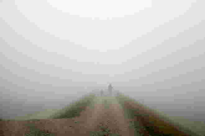 "NEBELSPAZIERGANG MIT HUND"