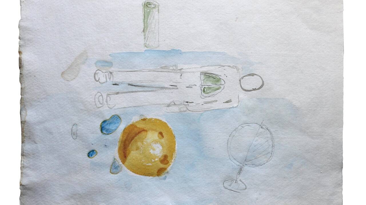 Dieses Bild von Bernd Koller bezieht sich auf ein Zitat von Goethe: Wo ist die Brust, die eine Welt in sich erschuf. 