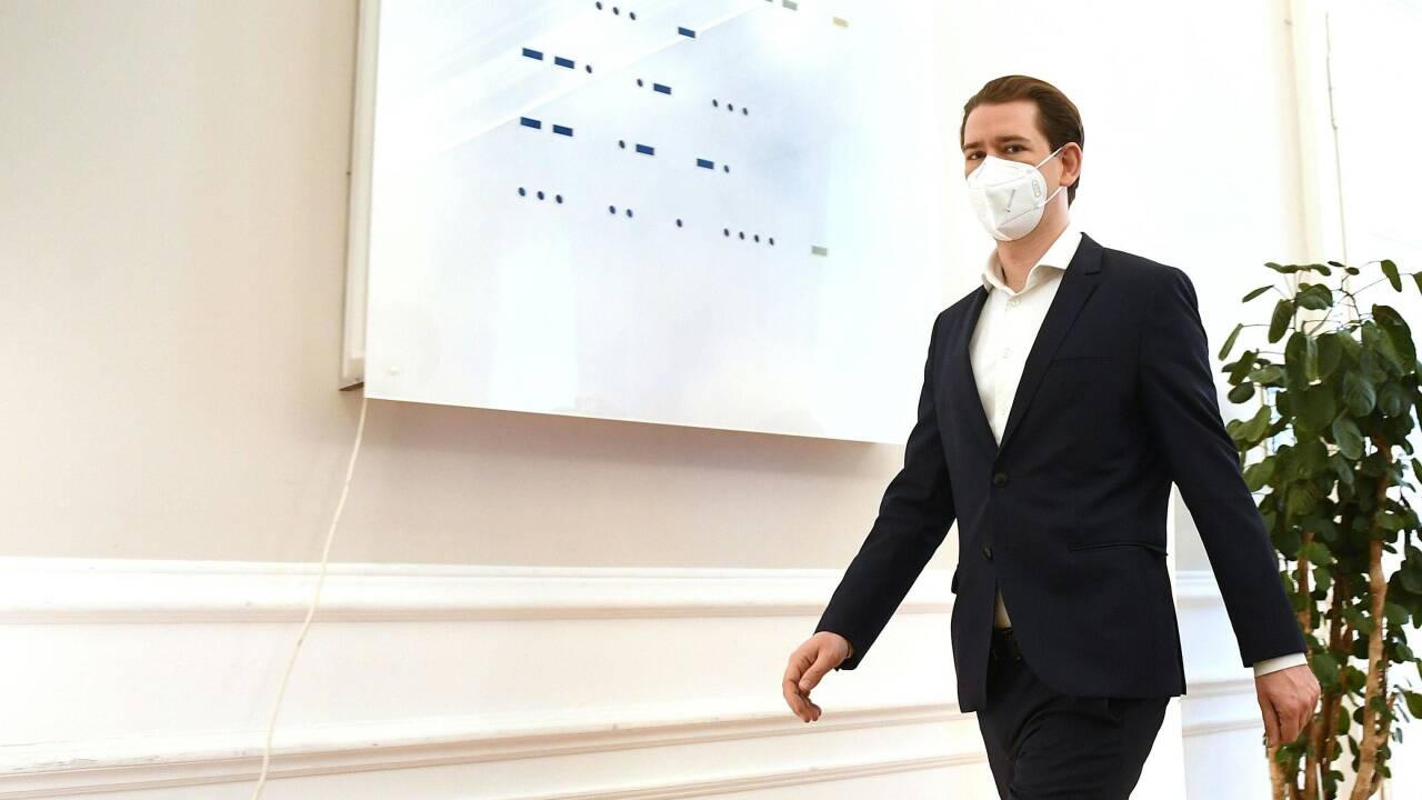 Bundeskanzler Sebastian Kurz (ÖVP) am Freitag, 19. Februar 2021, während eines Treffens mit Vertretern von Gastronomie, Tourismus und Freizeitwirtschaft im Bundeskanzleramt in Wien. Bundeskanzler Sebastian Kurz (ÖVP) am Freitag, 19. Februar 2021, während eines Treffens mit Vertretern von Gastronomie, Tourismus und Freizeitwirtschaft im Bundeskanzleramt in Wien.