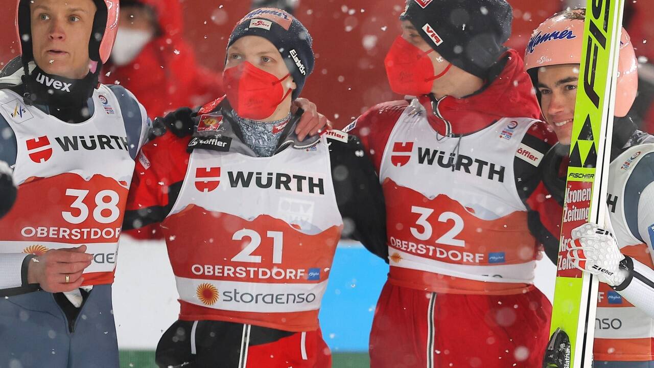 Bange Momente, bevor der 1er aufschien: Huber, Hörl, Aschenwald und Kraft. 