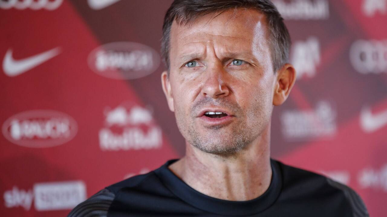 Salzburg-Trainer Jesse Marsch zeigte Emotionen.  Salzburg-Trainer Jesse Marsch zeigte Emotionen.