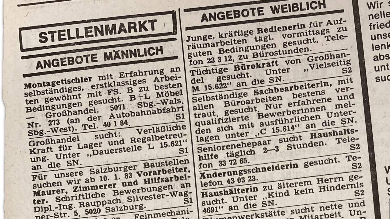 Stellenangebot in den SN im Dezember 1982. Stellenangebot in den SN im Dezember 1982.