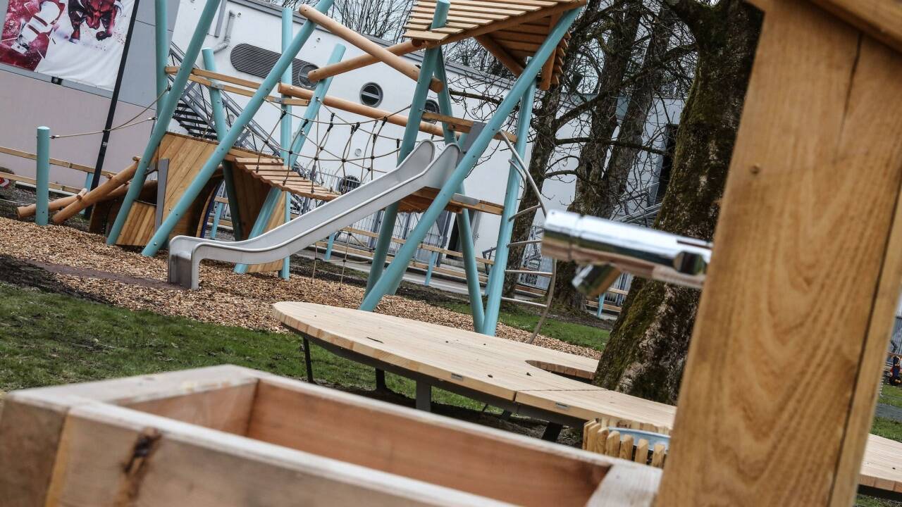 Der neue Spielplatz im Salzburger Volksgarten. 