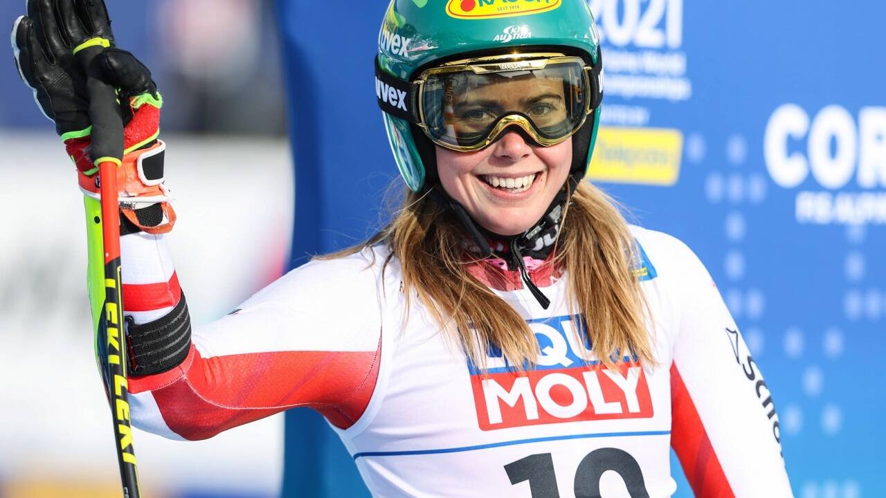 Katharina kann entspannt in den letzten Slalom gehen. 