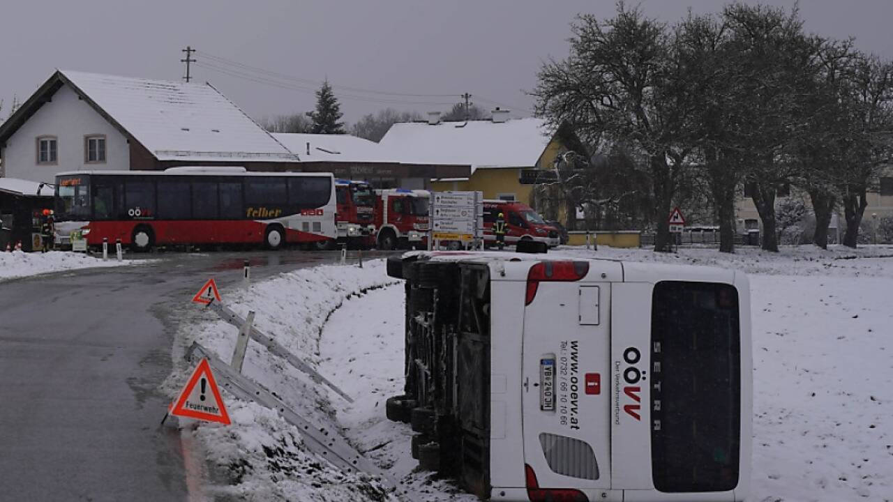 Der Bus landete im Straßengraben 