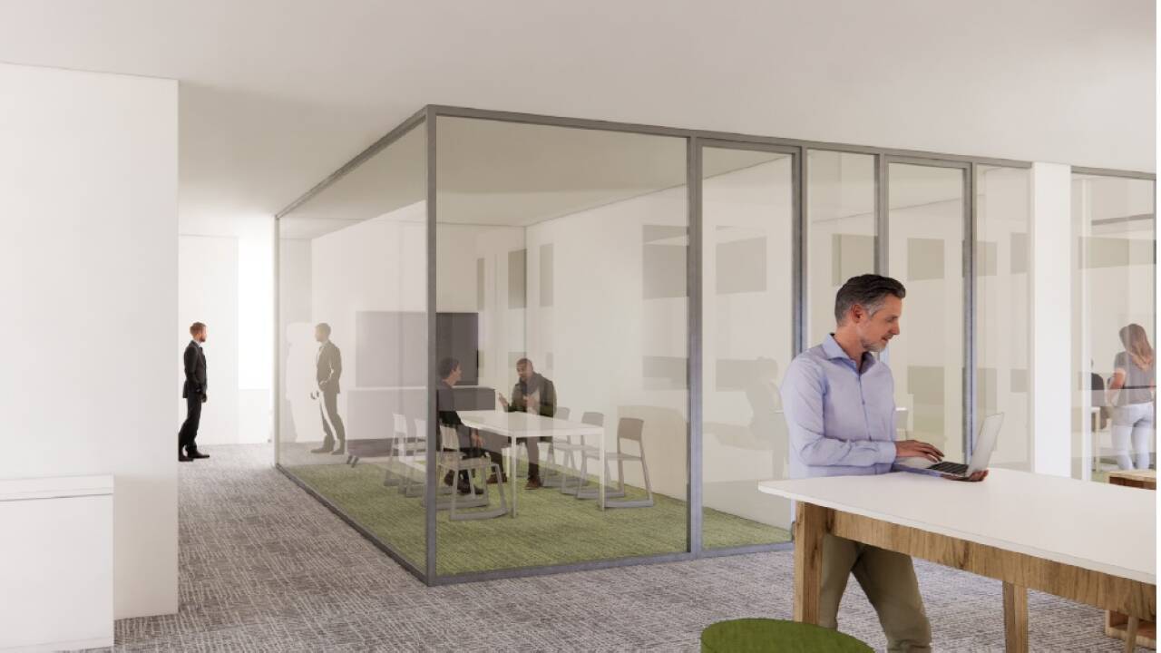 Ein Besprechungsraum in der neuen Zentrale (Visualisierung).  