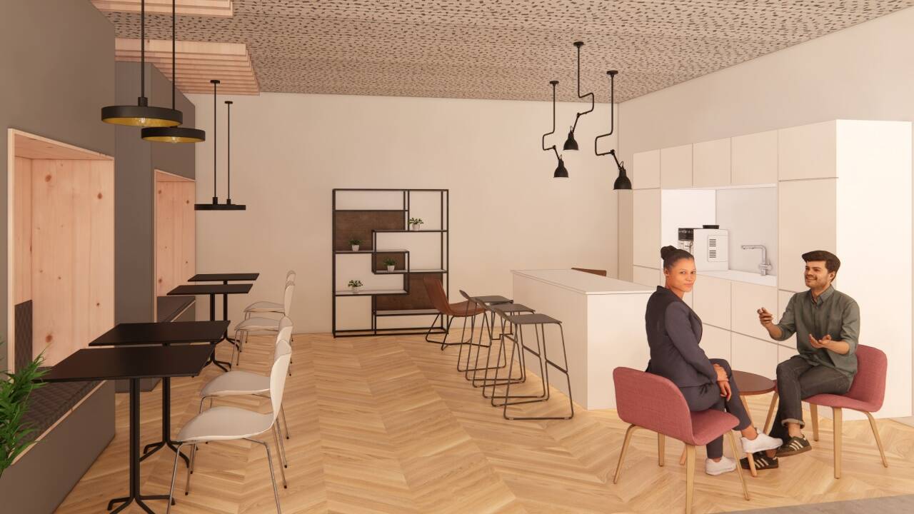 Das Café in der neuen Zentrale (Visualisierung).  