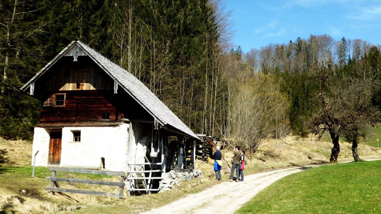 Kurz nach der Pertillmühle zweigt der Weg nach rechts ab. 