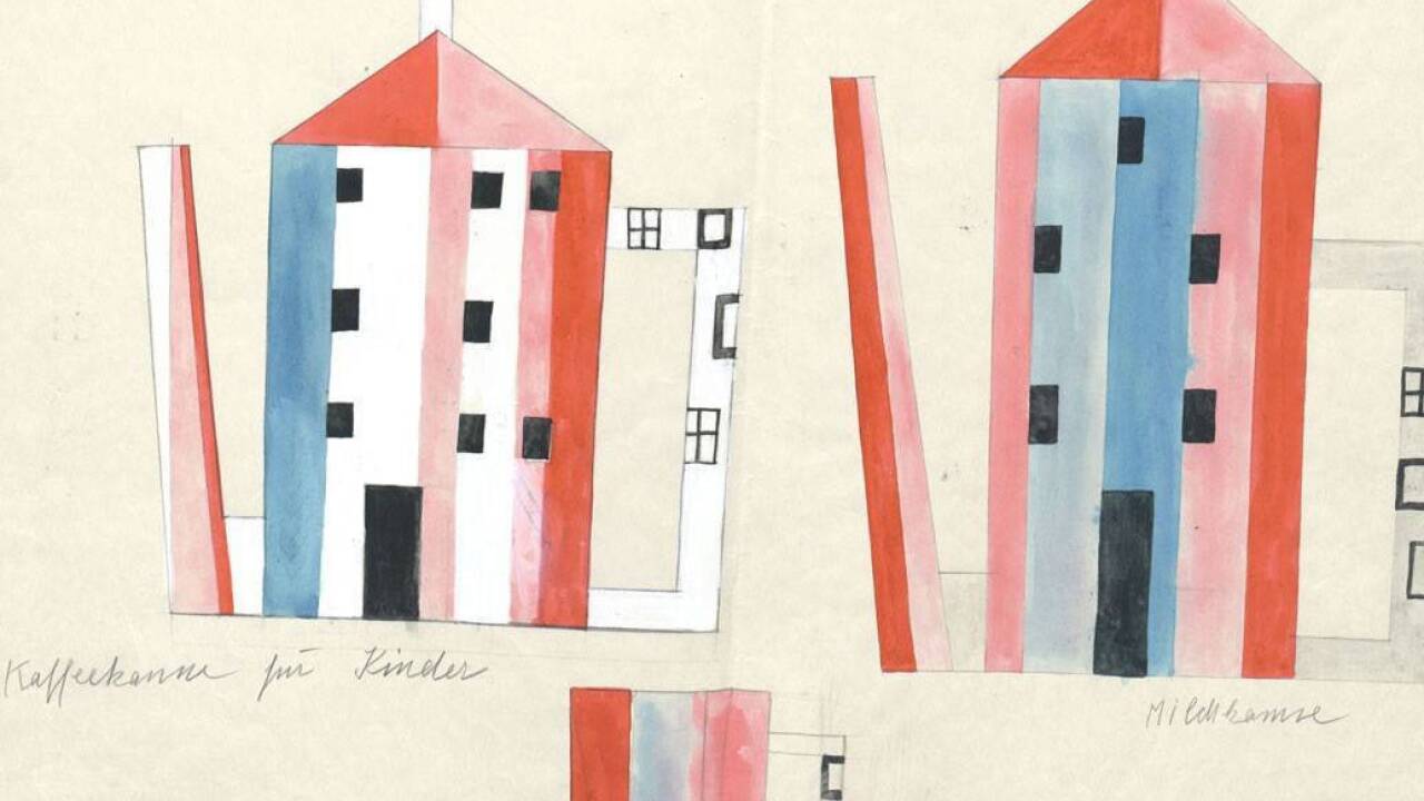 Mathilde Flögl, Entwurf für ein Kinderservice, um 1927.   Mathilde Flögl, Entwurf für ein Kinderservice, um 1927.