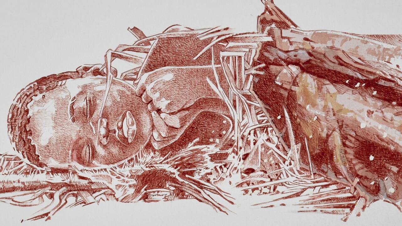Eine Zeichnung von „Mtoto“ von F. Fueyo. f. fueyo  Eine Zeichnung von „Mtoto“ von F. Fueyo. f. fueyo