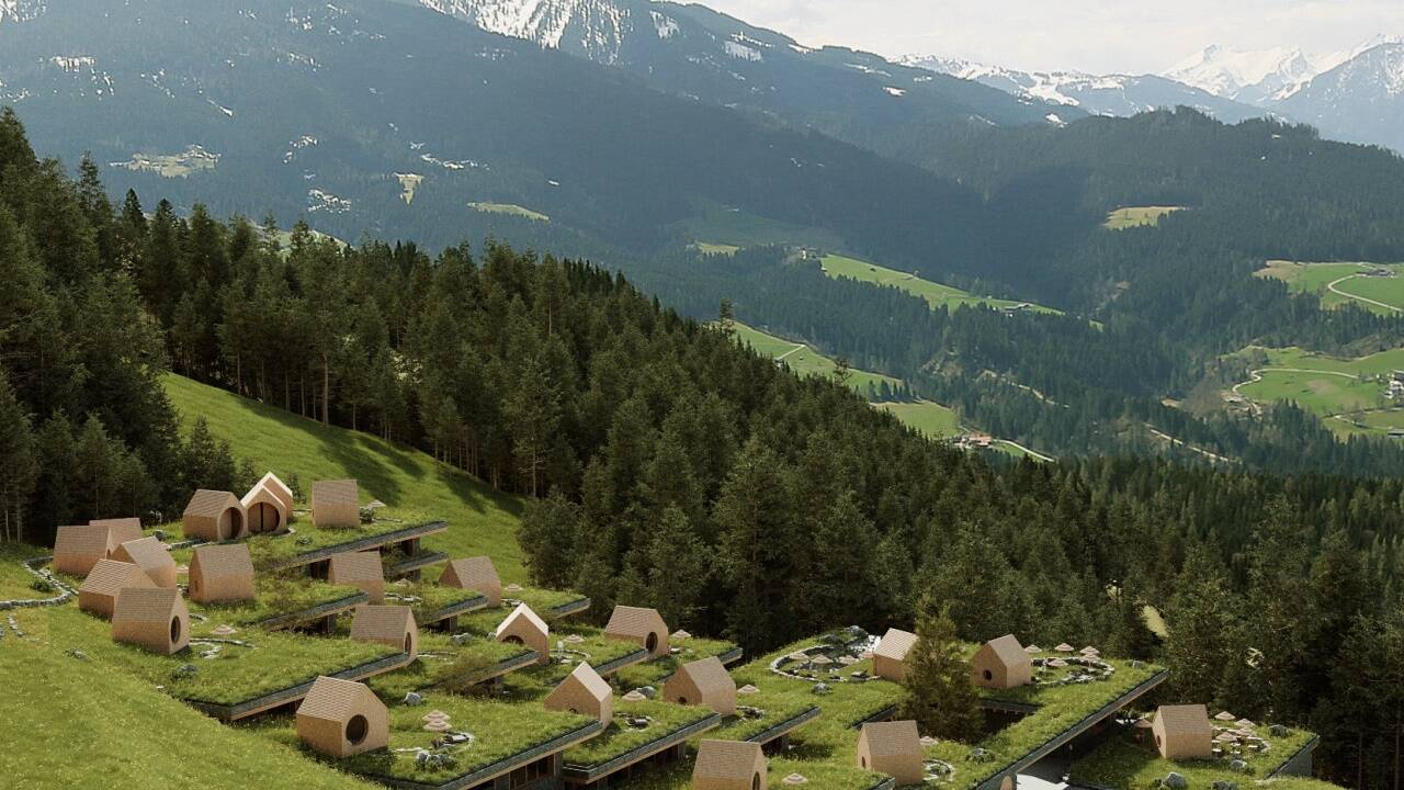 Das geplante Hotel mit Häuschen am Eulersberg in Werfenweng. 