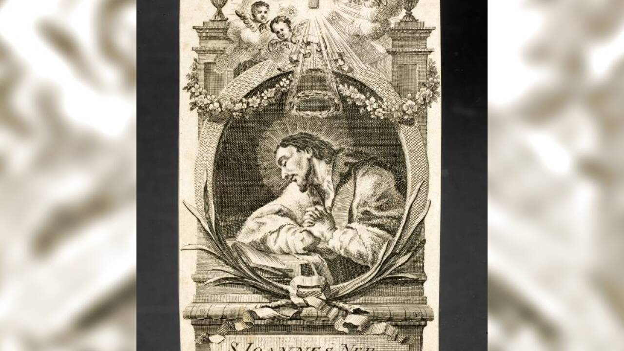 Hl. Johannes Nepomuk, 18. Jahrhundert<br>Franz Karl Palko (1724–1767), Zeichner<br>Johann Balzer d. Ä. (1738–1799), Stecher<br>Radierung, Dommuseum Salzburg/J. Kral<br> 