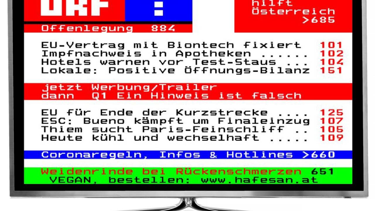 Der ORF-Teletext am Donnerstag gegen Mittag. 