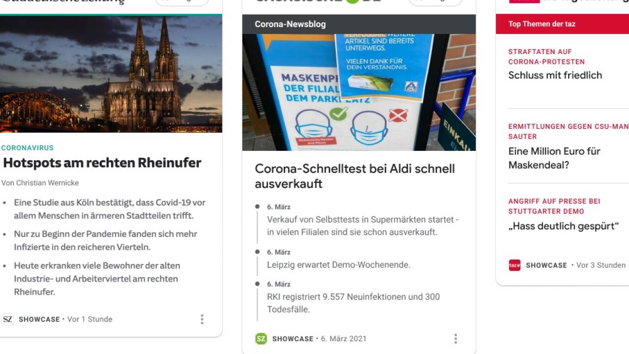 In Deutschland ist Google News Showcase bereits gestartet. In Deutschland ist Google News Showcase bereits gestartet.