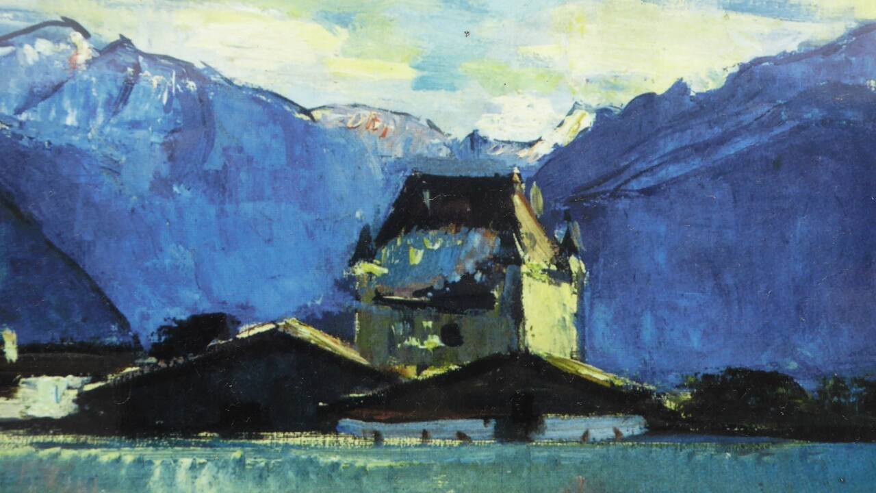 Schloss Saalhof und wie es im Jahr 1916 Anton Faistauer malte.  