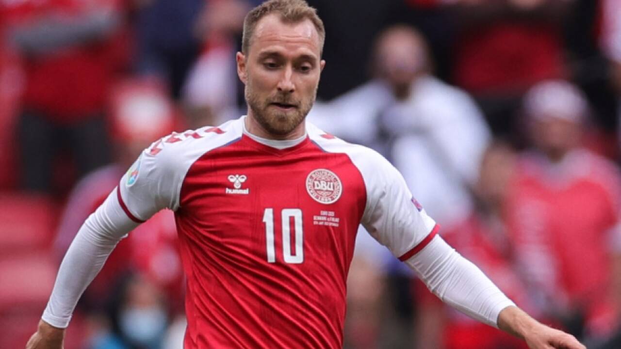 Eriksen vor seinem Zusammenbruch im EM-Spiel in Aktion 